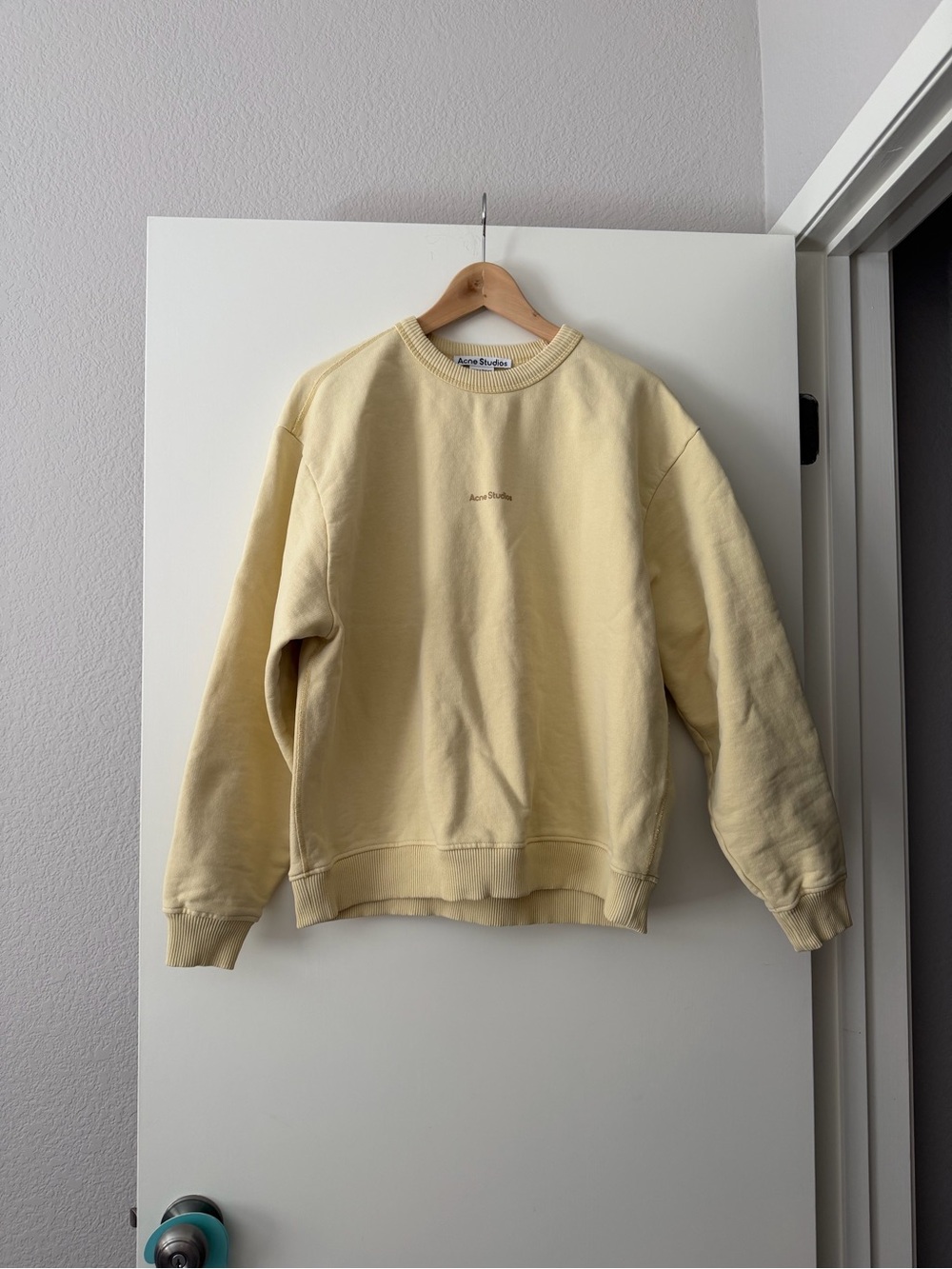 Acne Studios Cream-Soft Yellow Logo Crewneck